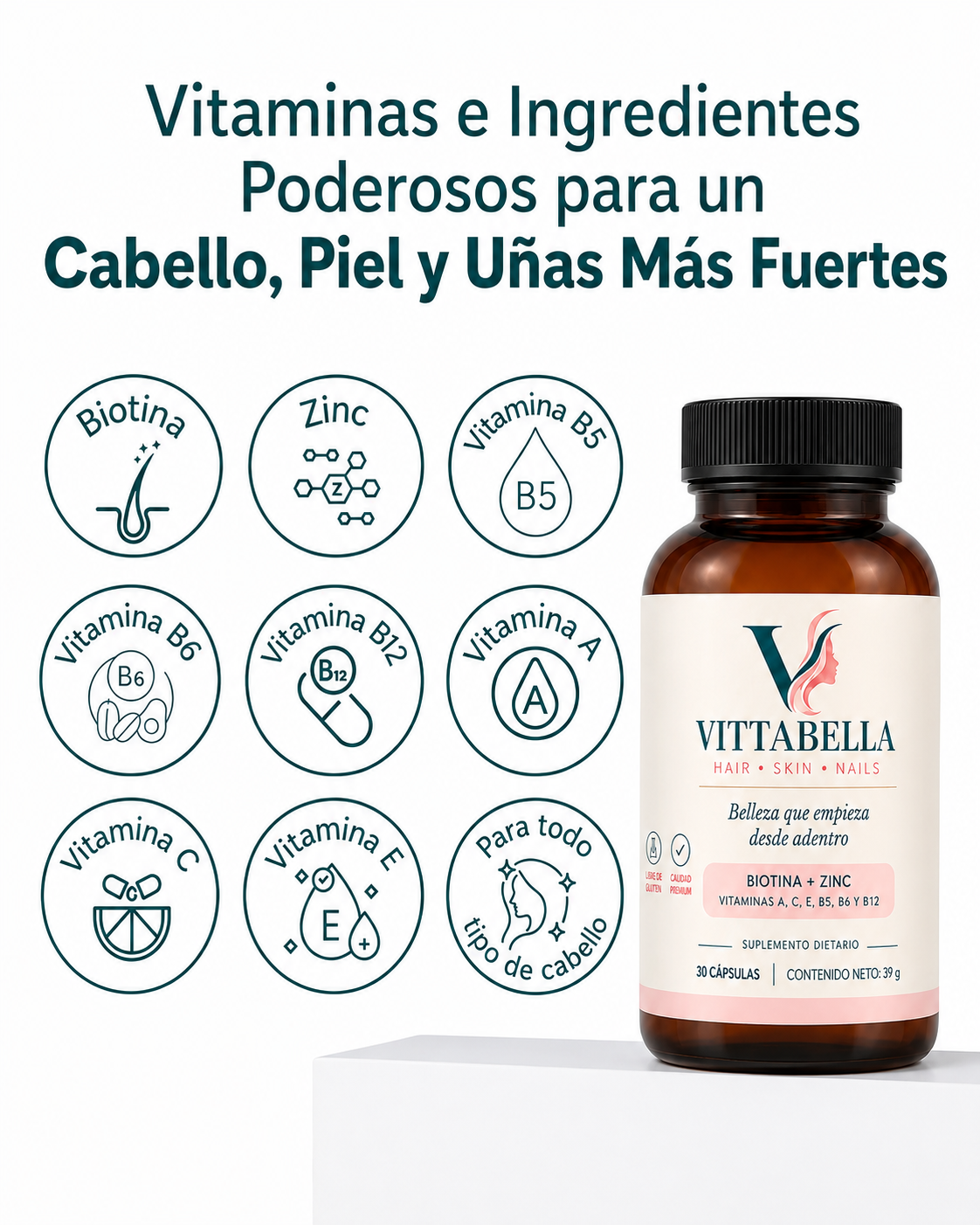 Vittabella | Cabello fuerte, piel radiante, uñas resistentes
